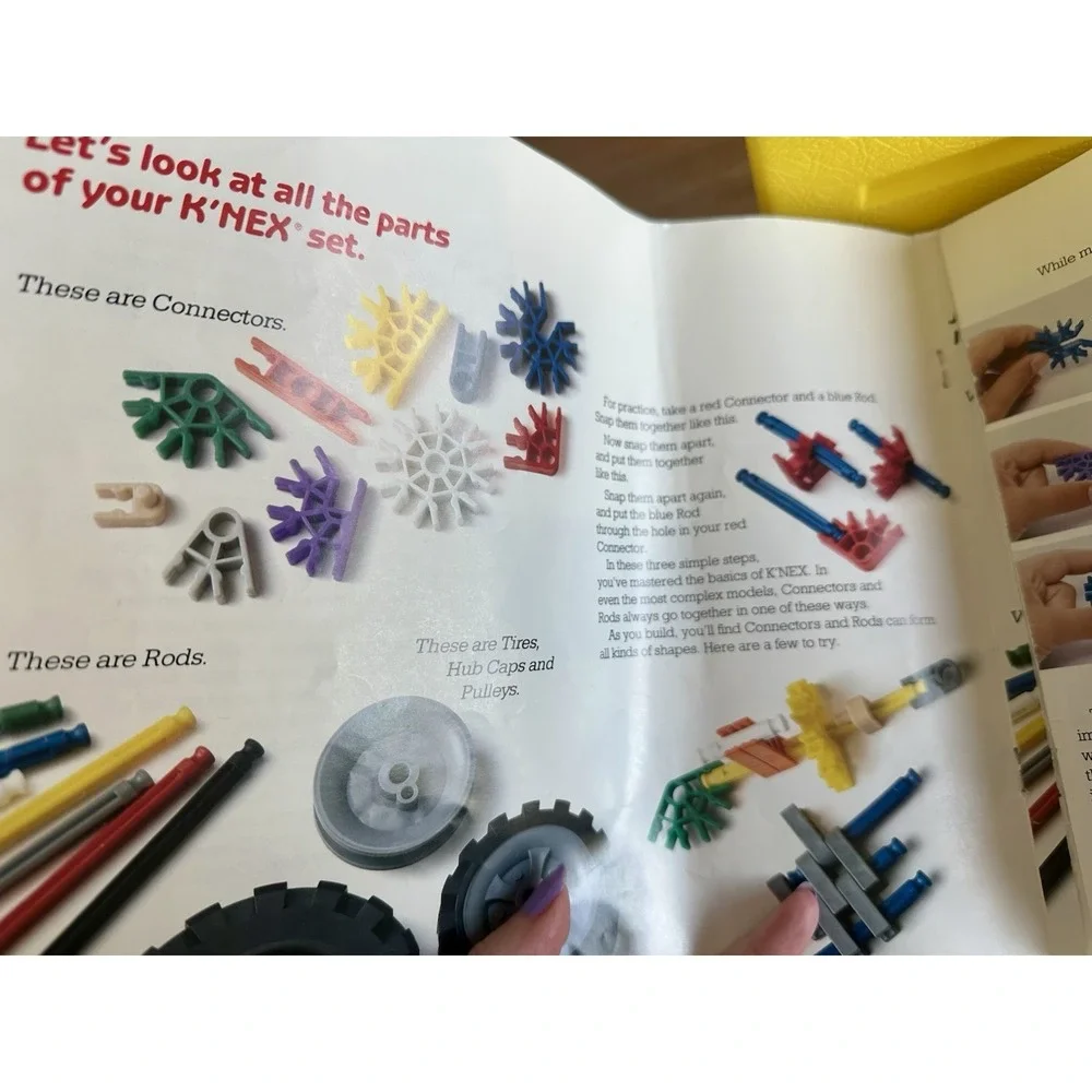 Vintage '93 K'nex Basic Set Yellow Case Building Toys Knex W/ Instruction Manual
